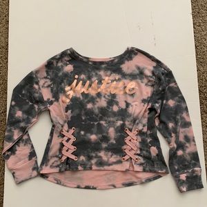 Justice sweatshirt, size 12, pink and gray pattern